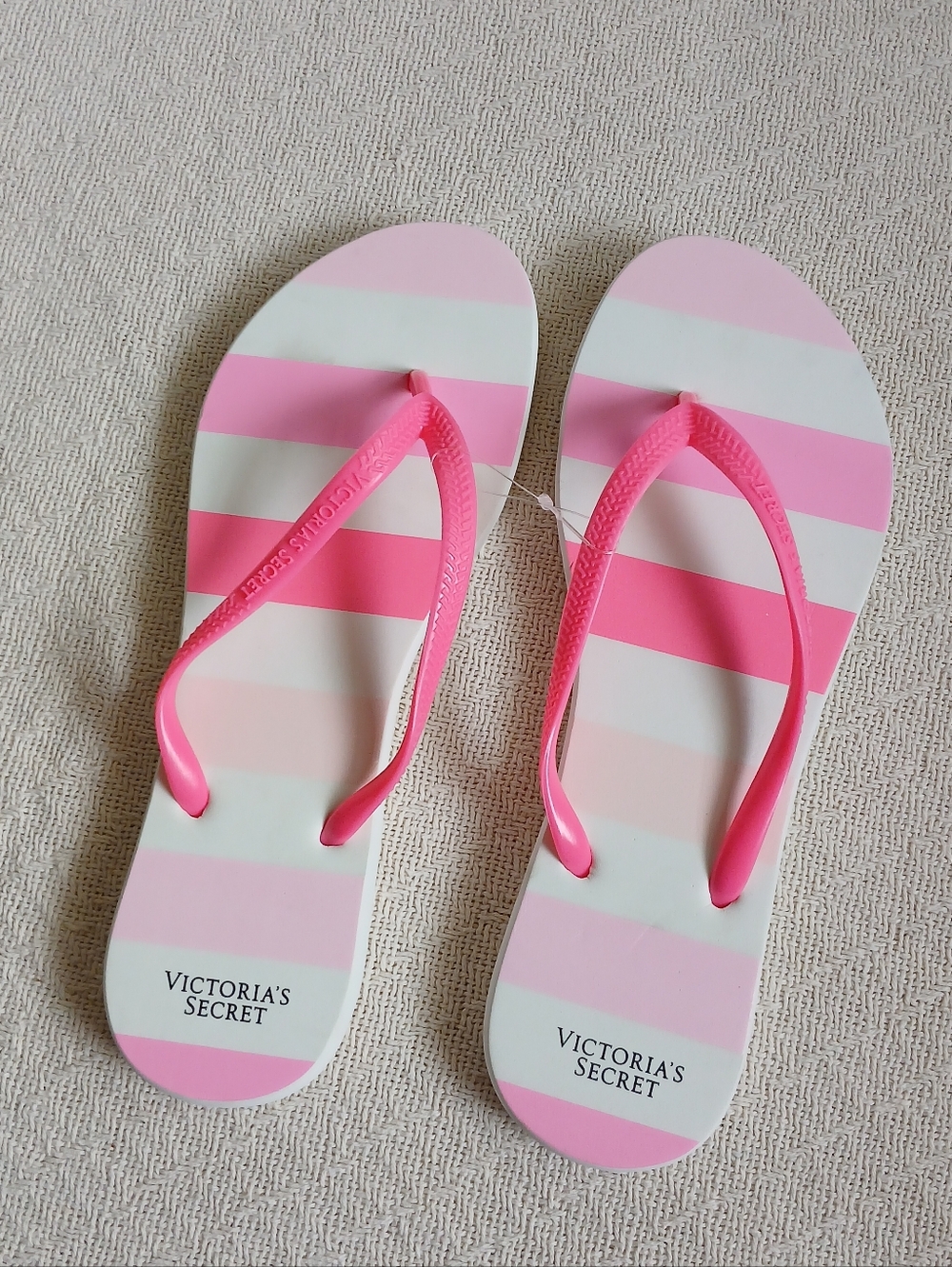 victorias secret ♡ flip flops medium 7/8 beach pool y2k angel 2000s striped sand